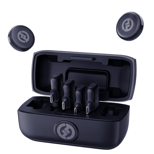 Hollyland LARK M3 Combo 4x Type-C 2.4GHz Dual Channel Wireless Lavalier Microphone System - Space Gray