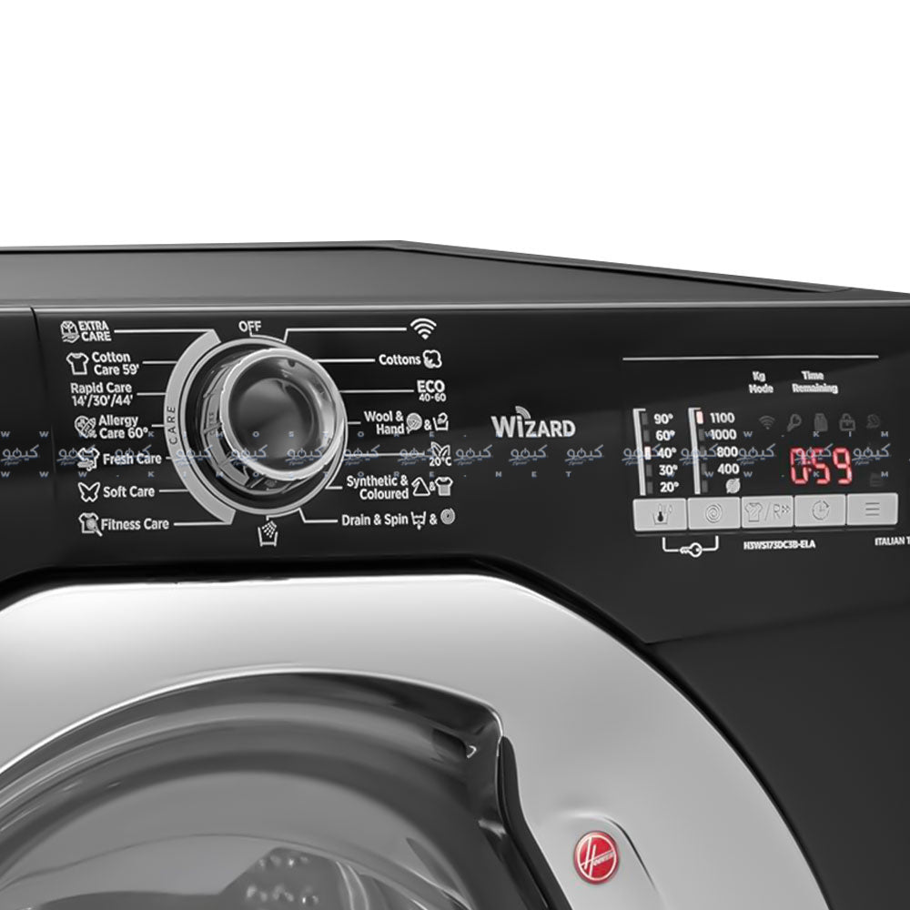 غسالة ملابس هوفر فول أتوماتيك تحميل أمامي 7 كجم H3WS173DC3B-ELA - اسود