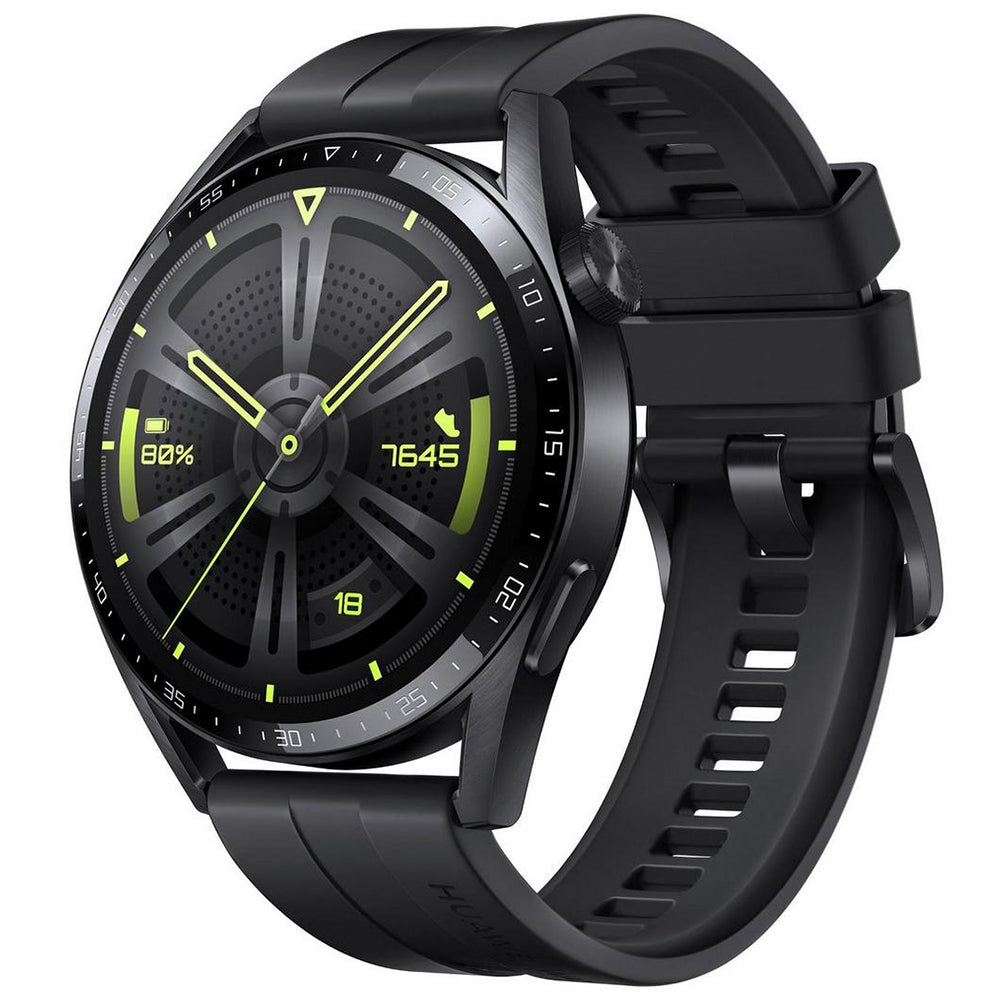 Huawei Watch GT 3 JPT-B19 (46mm - GPS) Black Stainless Steel Case with Black Fluoroelastomer Strap