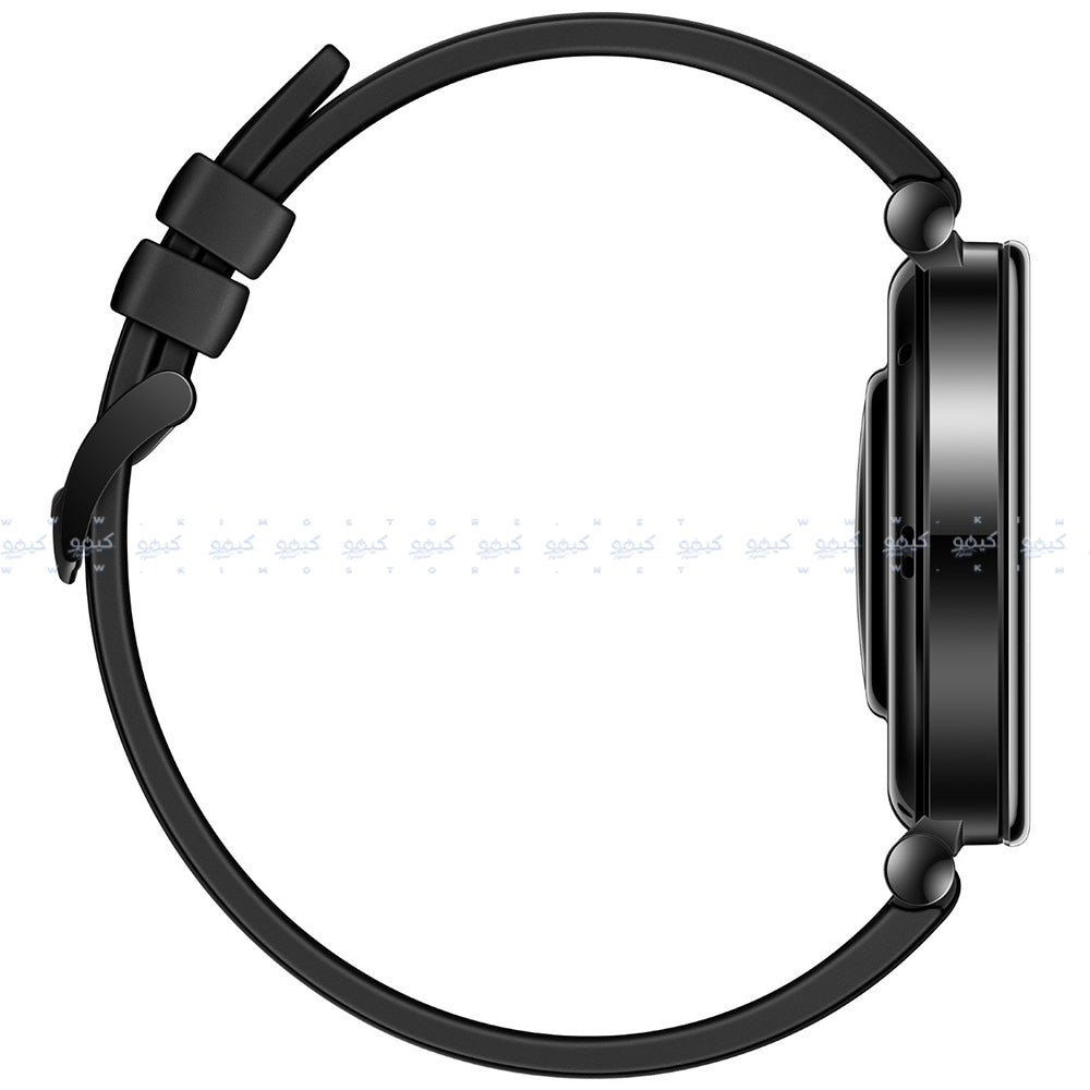 ساعة سمارت هواوي GT 4 ARA-B19 تدعم (GPS) 41 ملم - ستانليس ستيل اسود مع سوار مطاط فلوري أسود