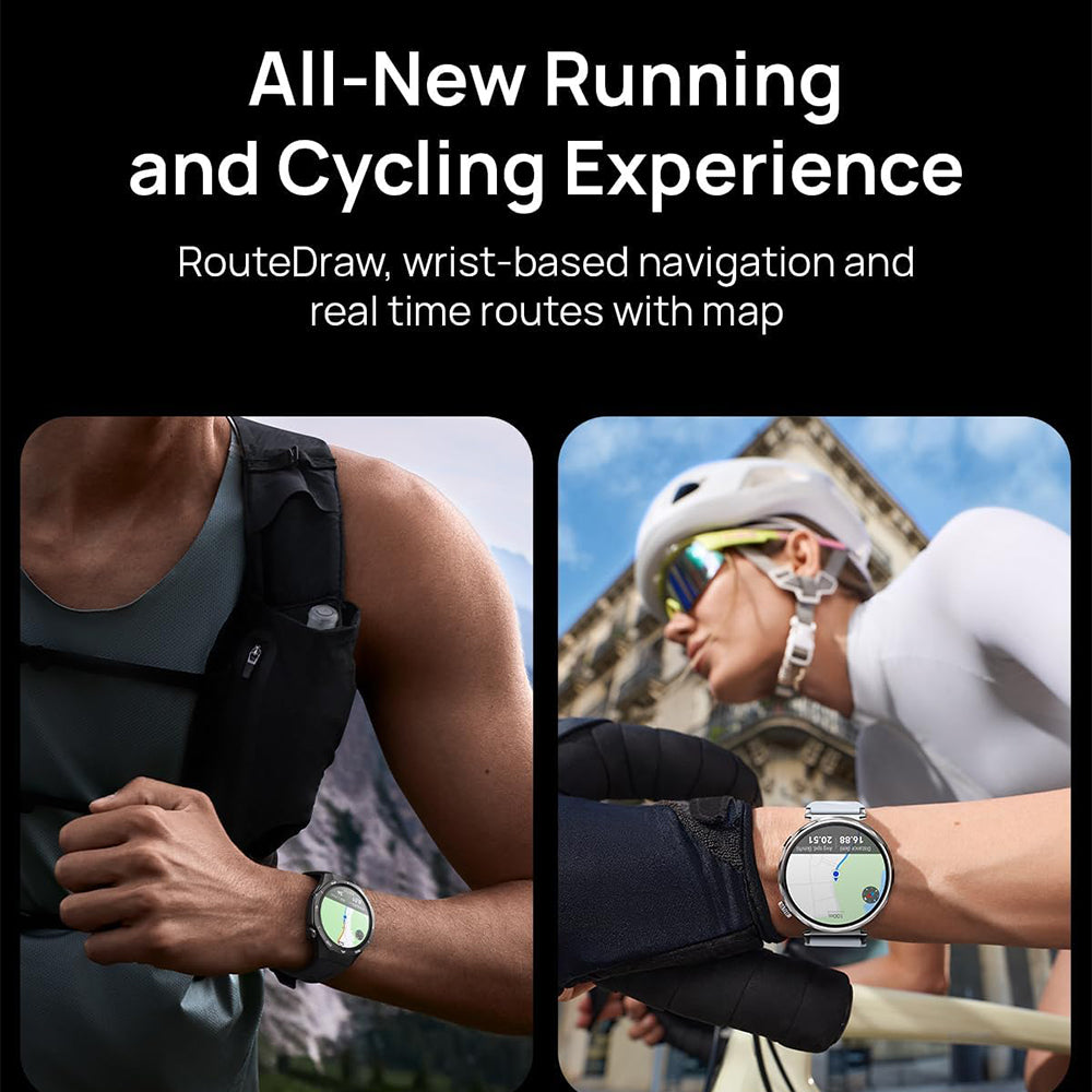 ساعة سمارت هواوي GT 5 VLI-B19 تدعم (GPS) 46 ملم ستانليس ستيل مع سوار مطاط فلوري أزرق منسوج 