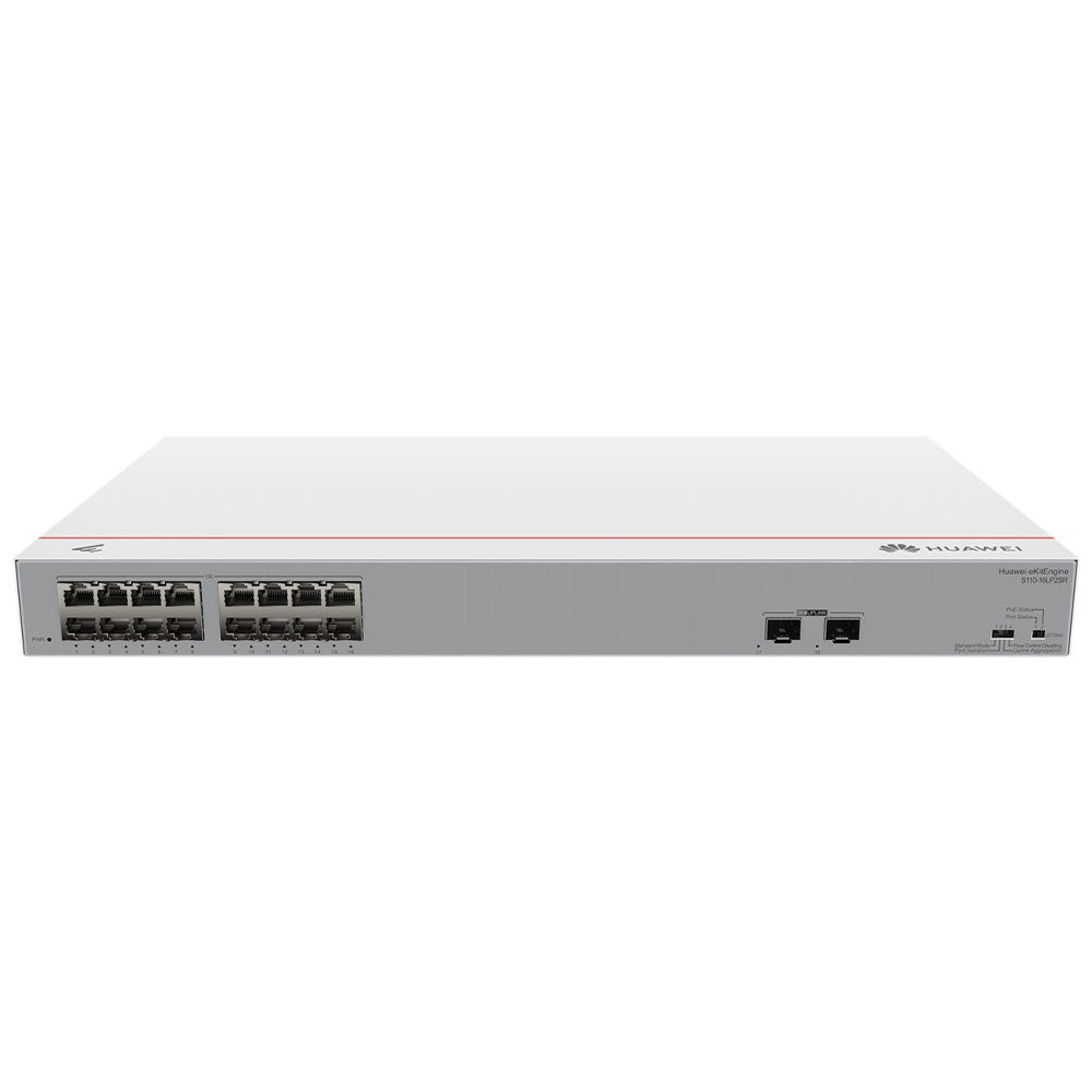 Huawei eKitEngine S110-16LP2SR Unmanaged Rackmount PoE+ Switch 16 Ports 101001000Mbps + 2 Ports Gigabit SFP 124W