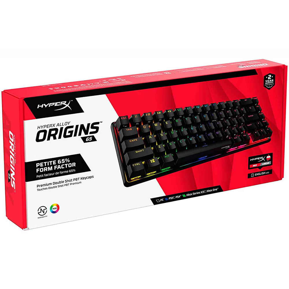 كيبورد هايبر اكس سلكى سويتش أحمر RGB جيمنج  إنجليزى Alloy Origins 65