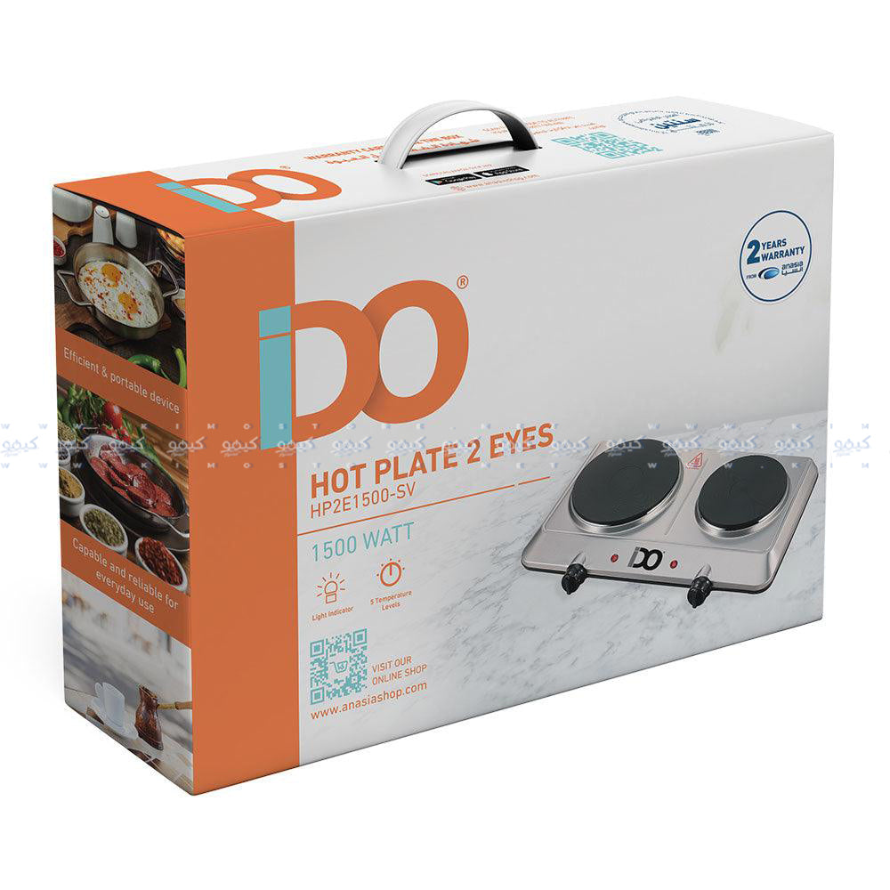 IDO Hot Plate 2 Eye 1500 W Silver – HP2E1500-SV