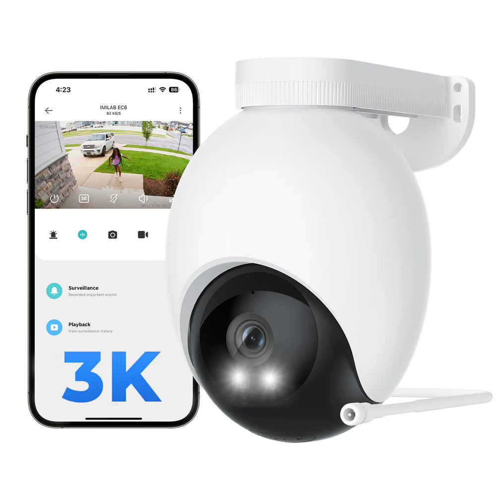 IMILAB EC6 Wi-Fi 360° Pan & Tilt AI Outdoor Security Camera 3K 5MP (Mic) (Full Color)