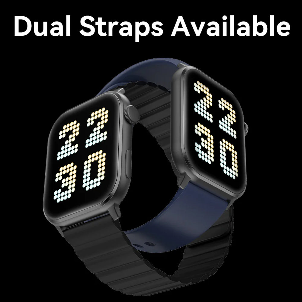 IMILAB W02 Smart Watch Black Case With Black Magnet Strap & Blue Silicone Strap