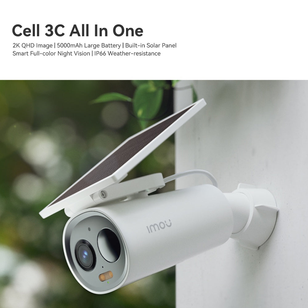 Imou Cell 3C IPC-K9DCP-3T0WE-V2 Battery-Powered Wi-Fi Outdoor Security Camera 2K 3MP 2.8mm (8x Zoom) (Mic) (Full Color) With Solar Panel 2.2W