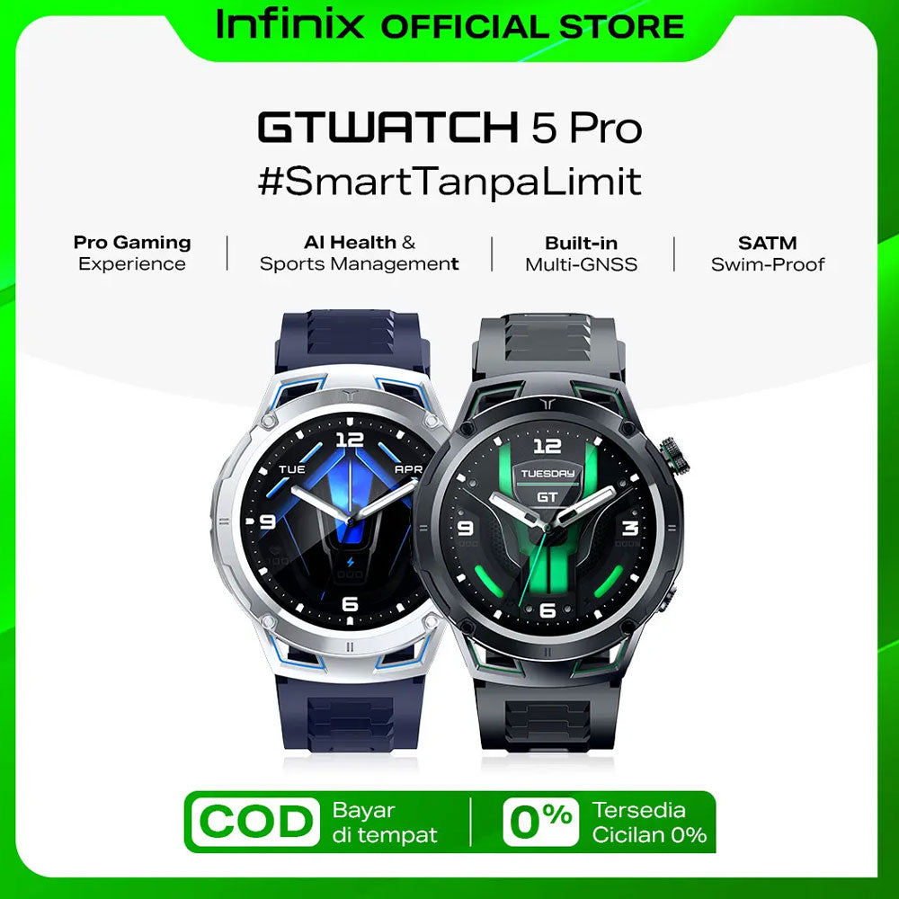 ساعة انفينيكس GTWATCH 5 Pro هيكل فضي مع سوار سيليكون أزرق و سوار نايلون إضافي