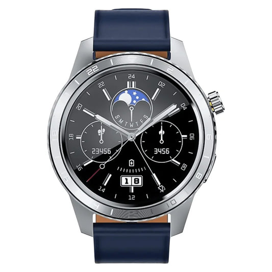 Infinix XWatch N5 Pro Smart Watch Stainless Case With Blue Leather Strap & Extra Metal Strap