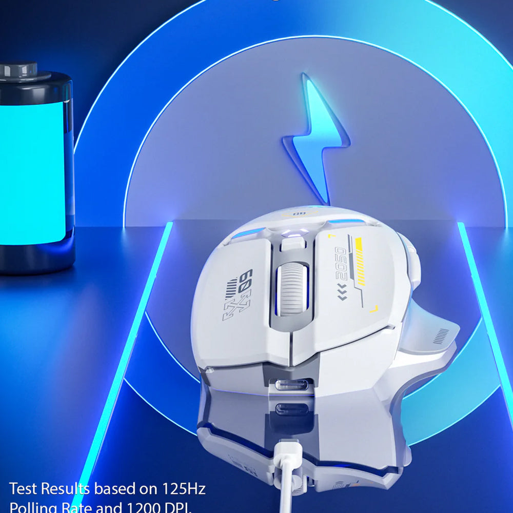 ماوس إنفيك سلكي & لاسلكي بلوتوث قابل للشحن ثلاثي الوضع 12000 نقطة في البوصة A9 Explorer V2 - ابيض 