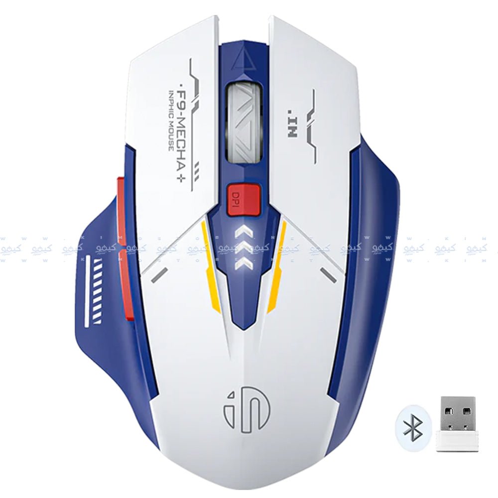 Inphic F9 Dual Mode Rechargeable Bluetooth Wireless Mouse 2400Dpi - White