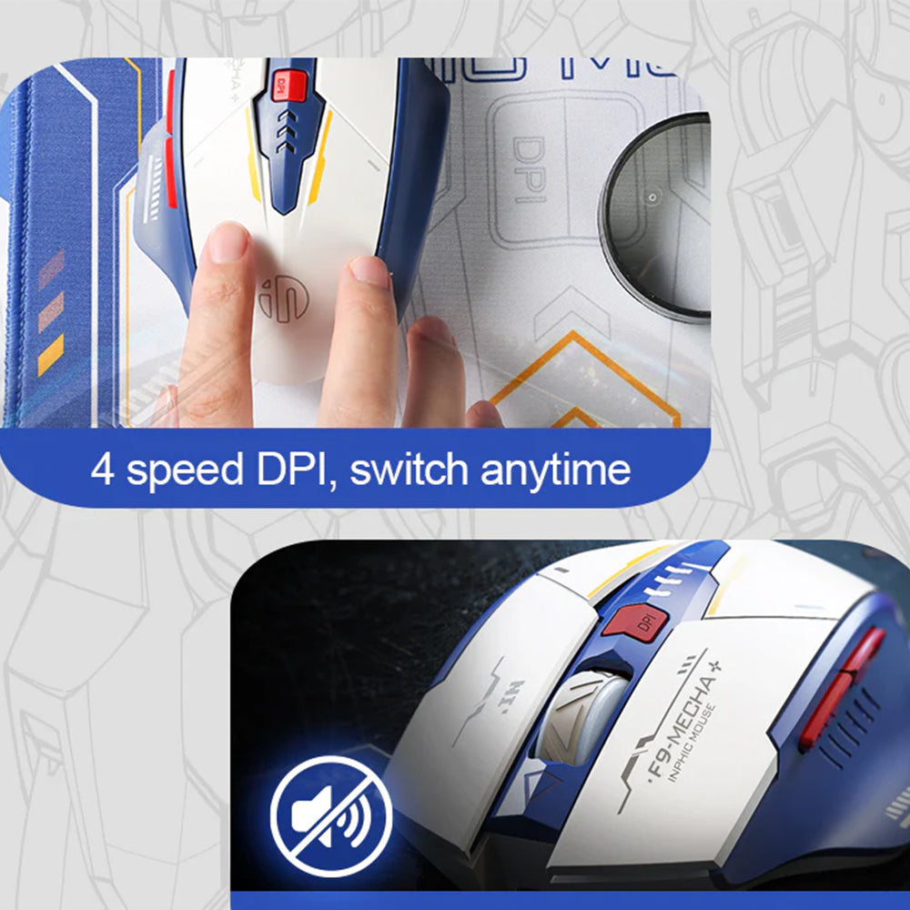 ماوس إنفيك لاسلكي بلوتوث قابل للشحن 2400 نقطة في البوصة F9 - ابيض 