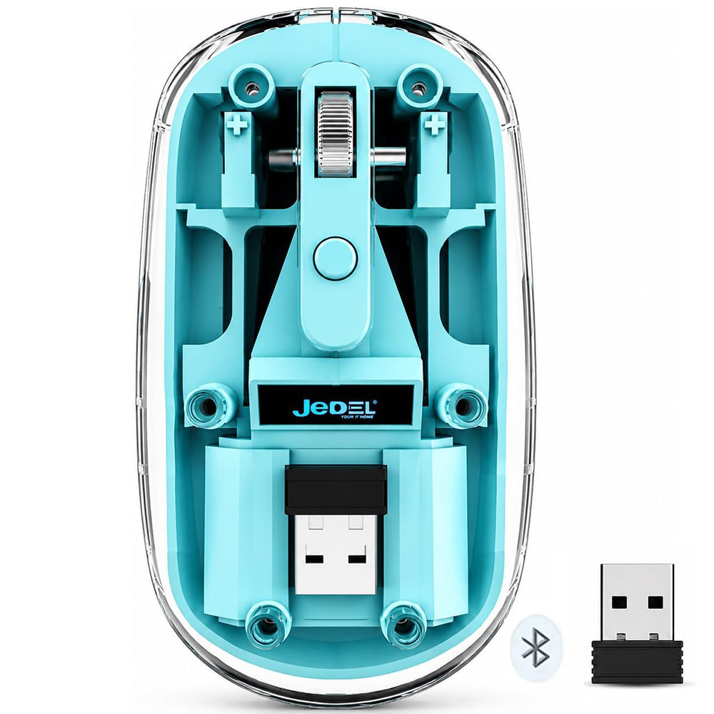 Jedel WD131P-BU Dual Mode Rechargeable Bluetooth Wireless Mouse 1600Dpi - Blue