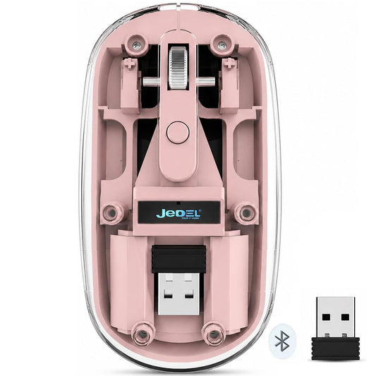 Jedel WD131P-PK Dual Mode Rechargeable Bluetooth Wireless Mouse 1600Dpi - Pink