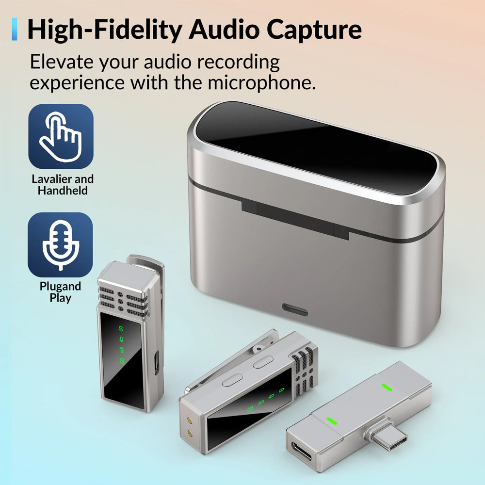 نظام ميكروفون جيه ماري لاسلكي ثنائي القناة 2.4 جيجاهرتز بمنفذ تايب سي 