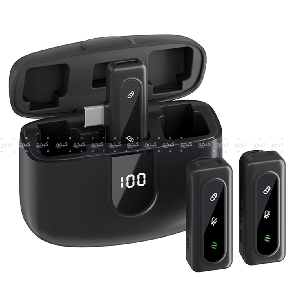 نظام ميكروفون لاسلكي جيه ماري ثنائي القناة بمنفذ تايب سي 2.4 جيجاهرتز 