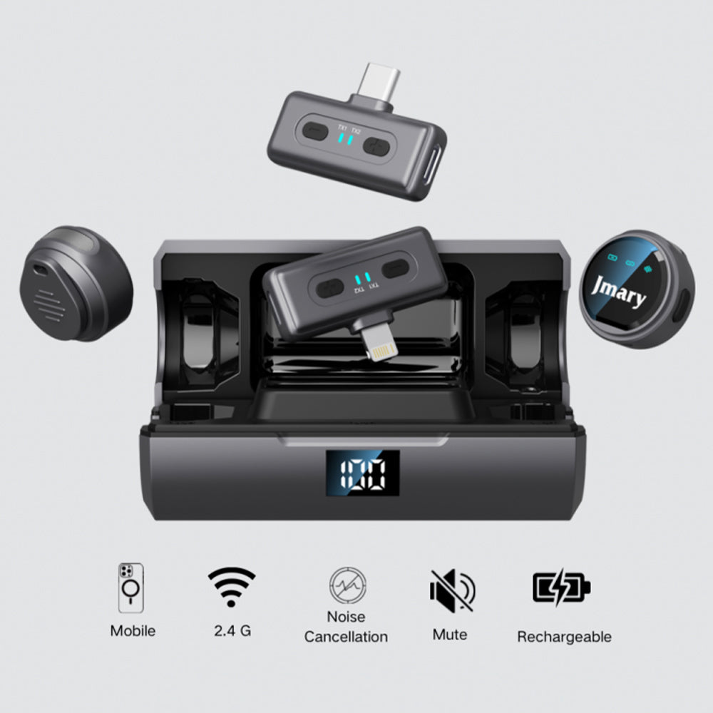 نظام ميكروفون جيه ماري لاسلكي 2 في 1 ثنائي القناة 2.4 جيجاهرتز MW-19