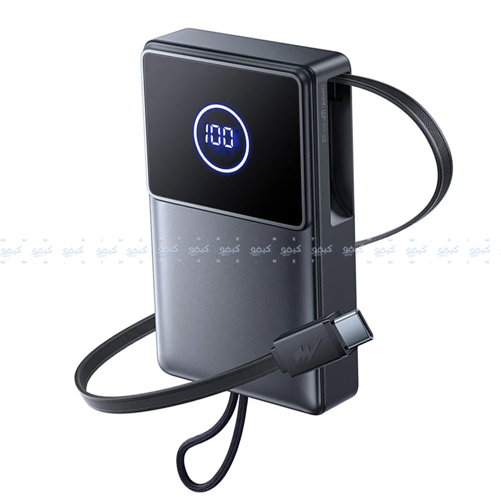 باور بانك جوي روم منفذ تايب سي 22.5 وات 10000 مللي أمبير كابل تايب سي قابل للسحب مدمج Elva Series JR-PR1 Mini - اسود 