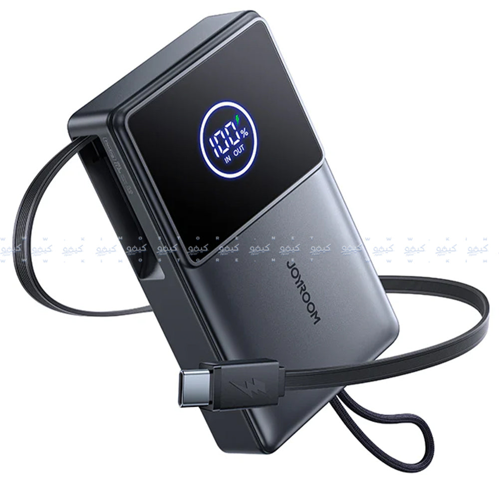 باور بانك جوي روم منفذ تايب سي 22.5 وات 10000 مللي أمبير كابل تايب سي قابل للسحب مدمج Elva Series JR-PR1 Mini - اسود 