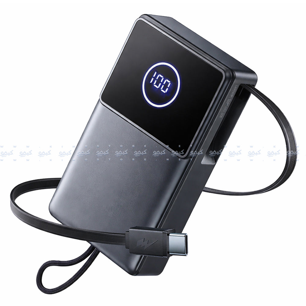 باور بانك جوي روم منفذ تايب سي 22.5 وات 10000 مللي أمبير كابل تايب سي قابل للسحب مدمج Elva Series JR-PR1 Mini - اسود 