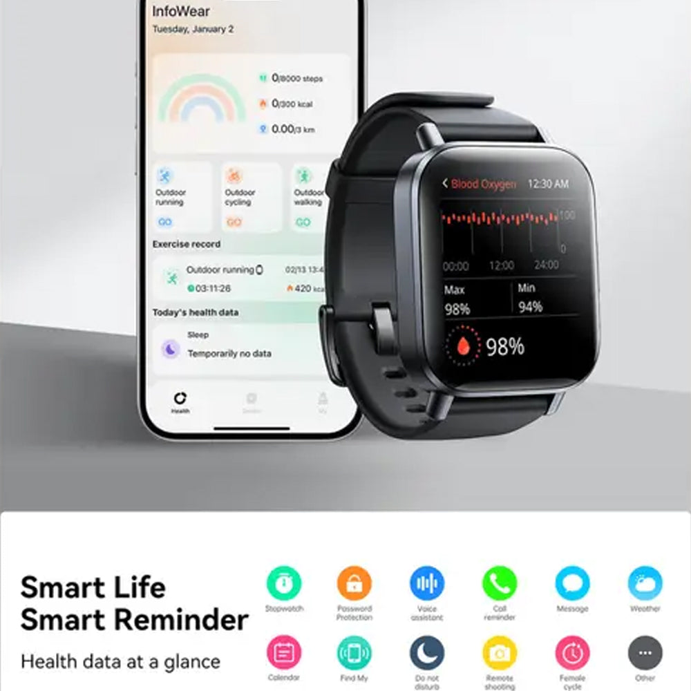 ساعة سمارت جوي رووم JR-FT3S هيكل رمادي مع سوار سيليكون رمادي