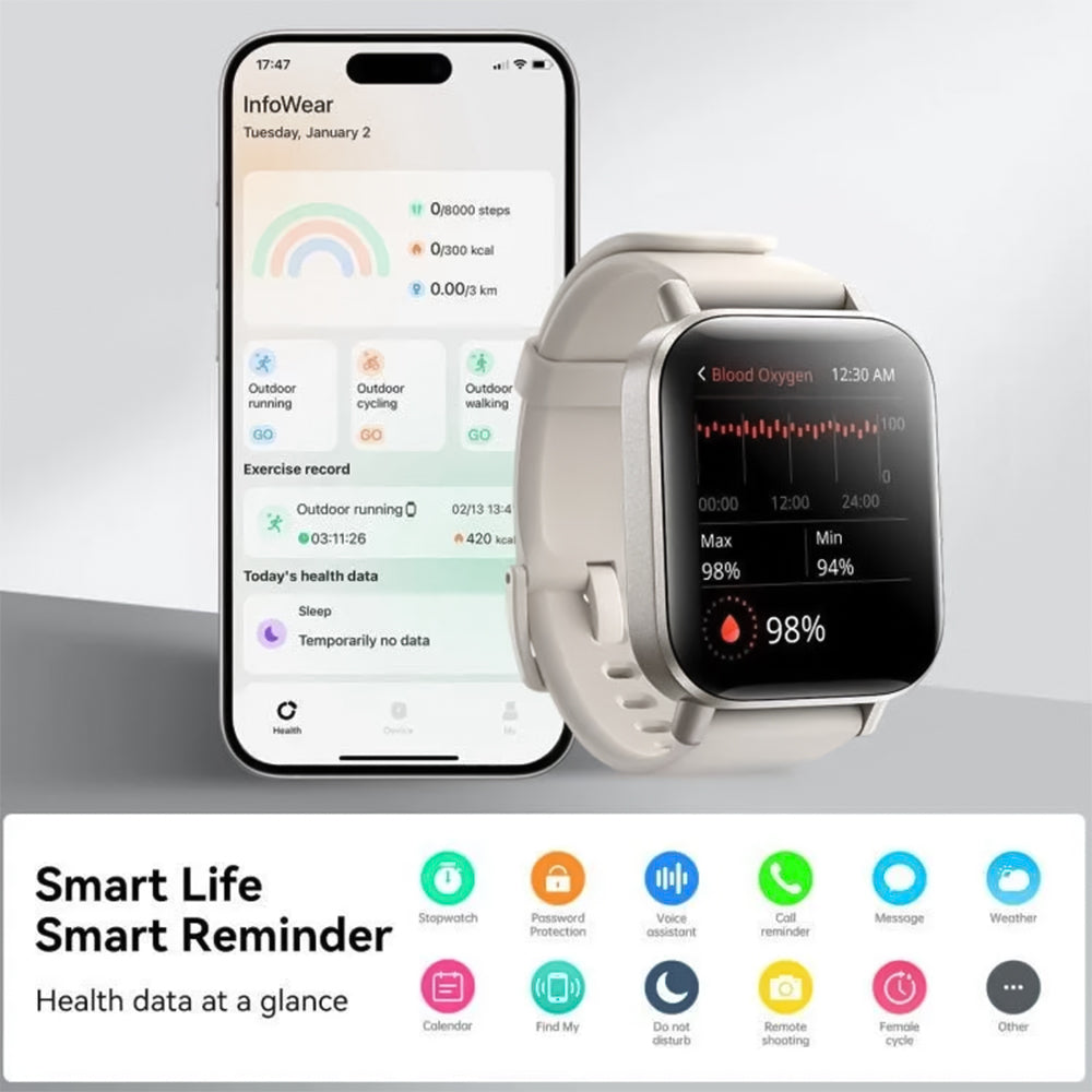 Joyroom JR-FT3S Smart Watch Titanium Case With Gray Silicone Strap