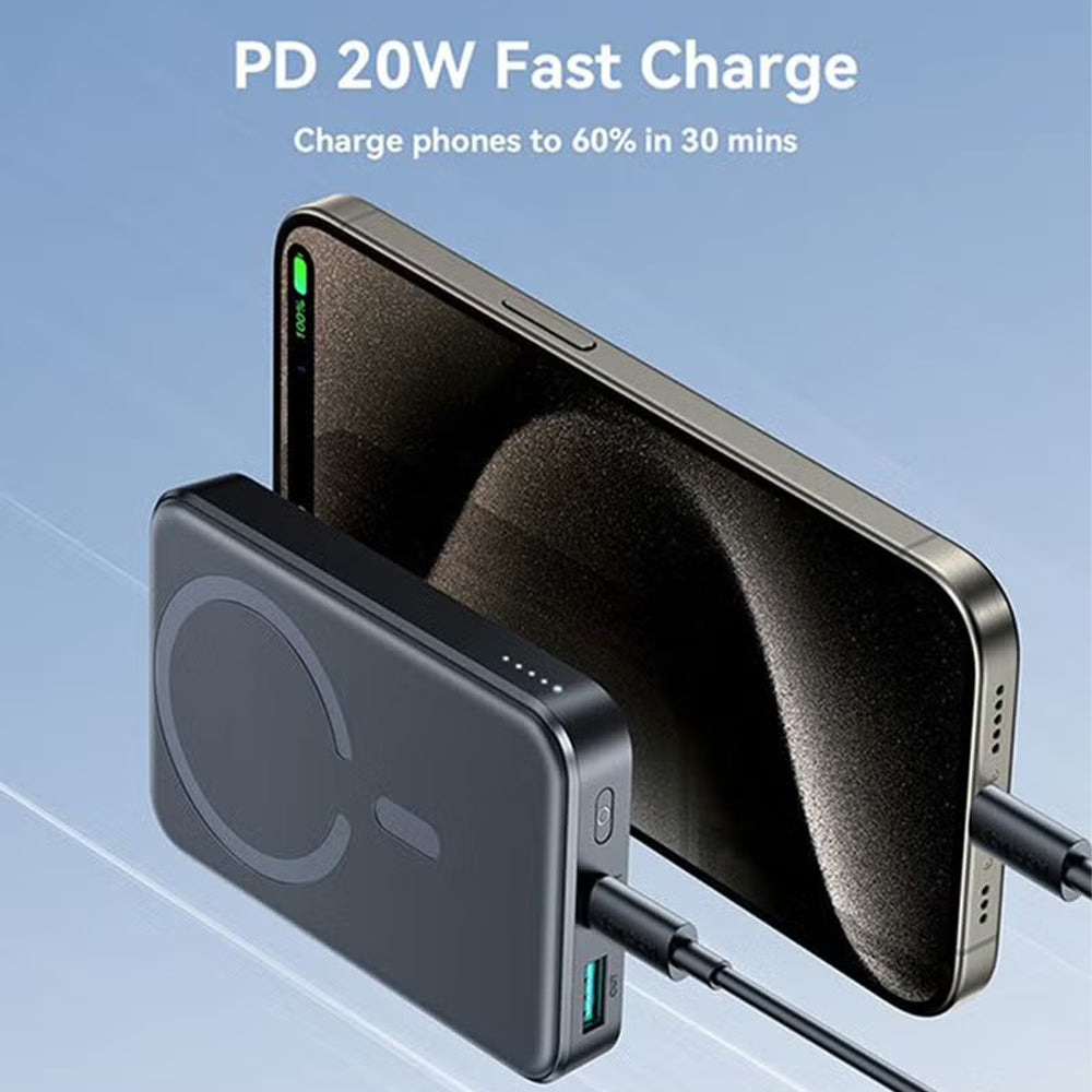 Joyroom JR-W020 Magnetic Wireless Power Bank USB + Type-C 20W Fast Charging 10000mAh - Black