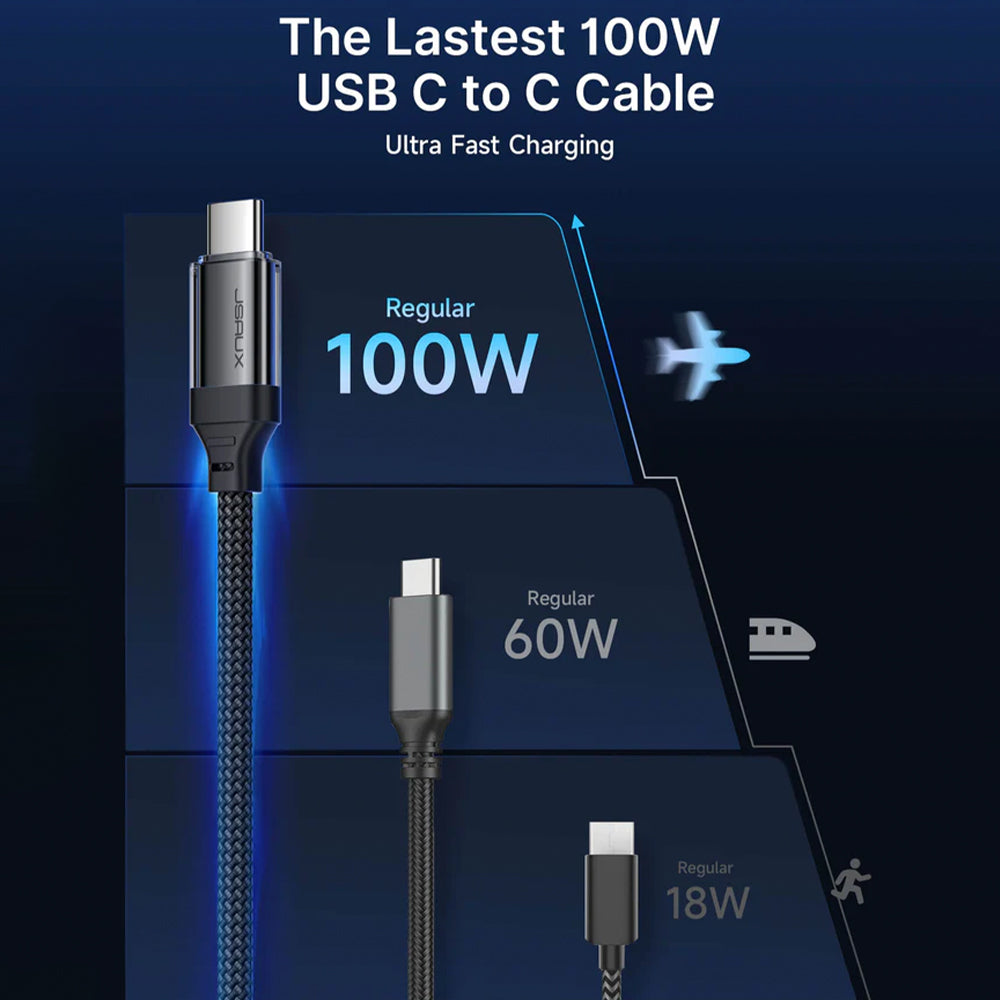 Jsaux CC0057 Type-C To Type-C Cable 100W Fast Charging 2m - Black