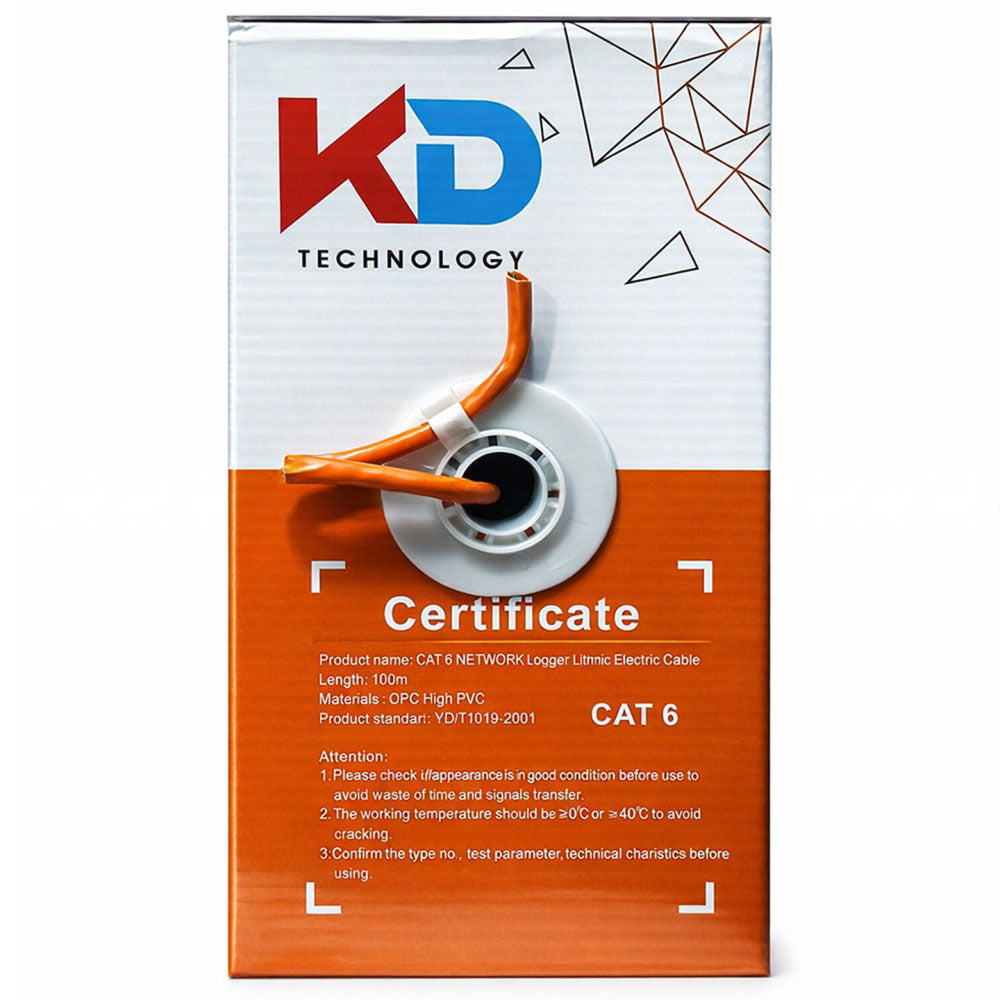 KD Network Cable 100m Cat6 U/UTP PVC - Orange