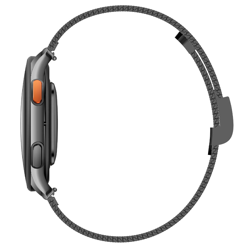 Kieslect Elfin Smart Watch Black Case With Black Metal Strap & Extra Brown Leather Strap