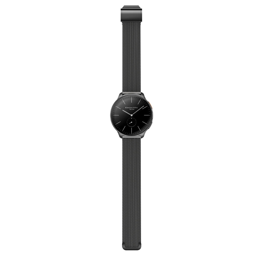 Kieslect Elfin Smart Watch Black Case With Black Metal Strap & Extra Brown Leather Strap