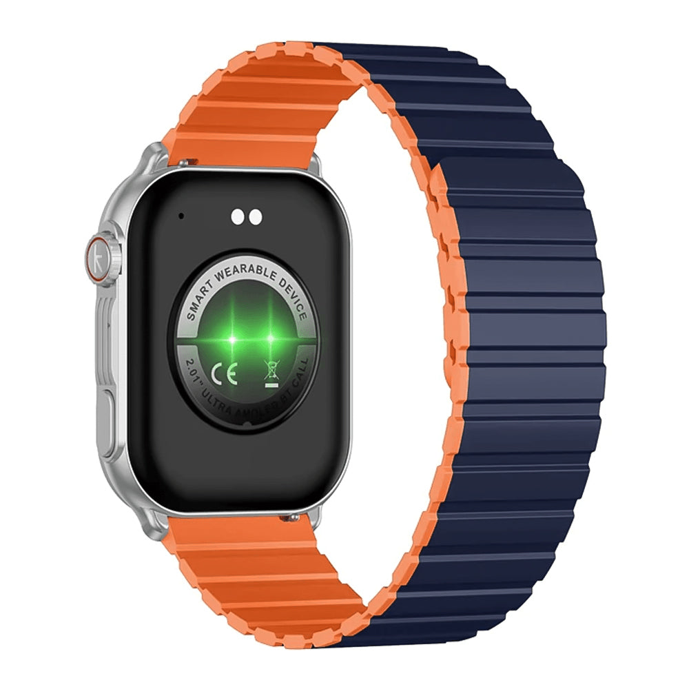 ساعة سمارت كيسلكت Ks Pro هيكل معدني فضي مع سوار أزرق x برتقالي و سوار أسود إضافي (أوبن بوكس)