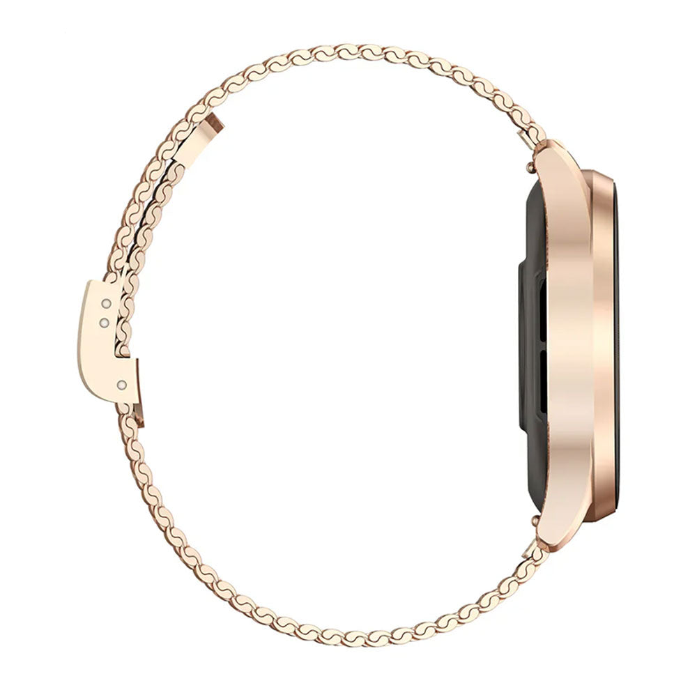 Kieslect Lora 3 Smart Watch Starlight Case With Gold Metal Starp & Extra Pink Purple Leather Strap