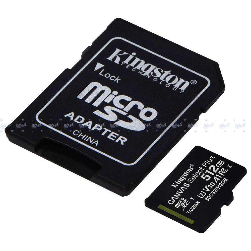 ميمورى كارد كينجستون 512 جيجابايت Canvas Select Plus Class 10 Micro SD