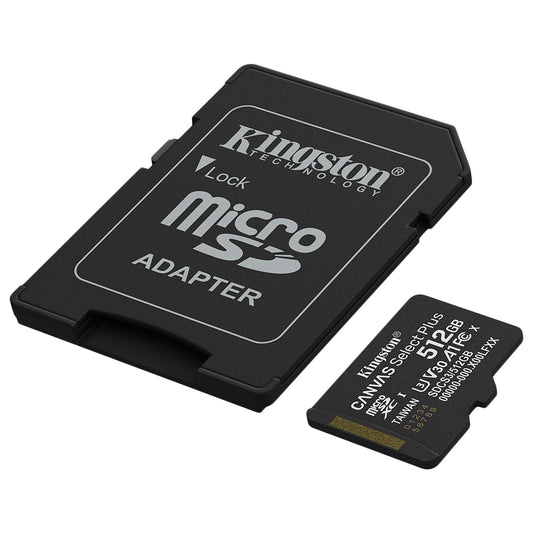 ميمورى كارد كينجستون 512 جيجابايت Canvas Select Plus Class 10 Micro SD