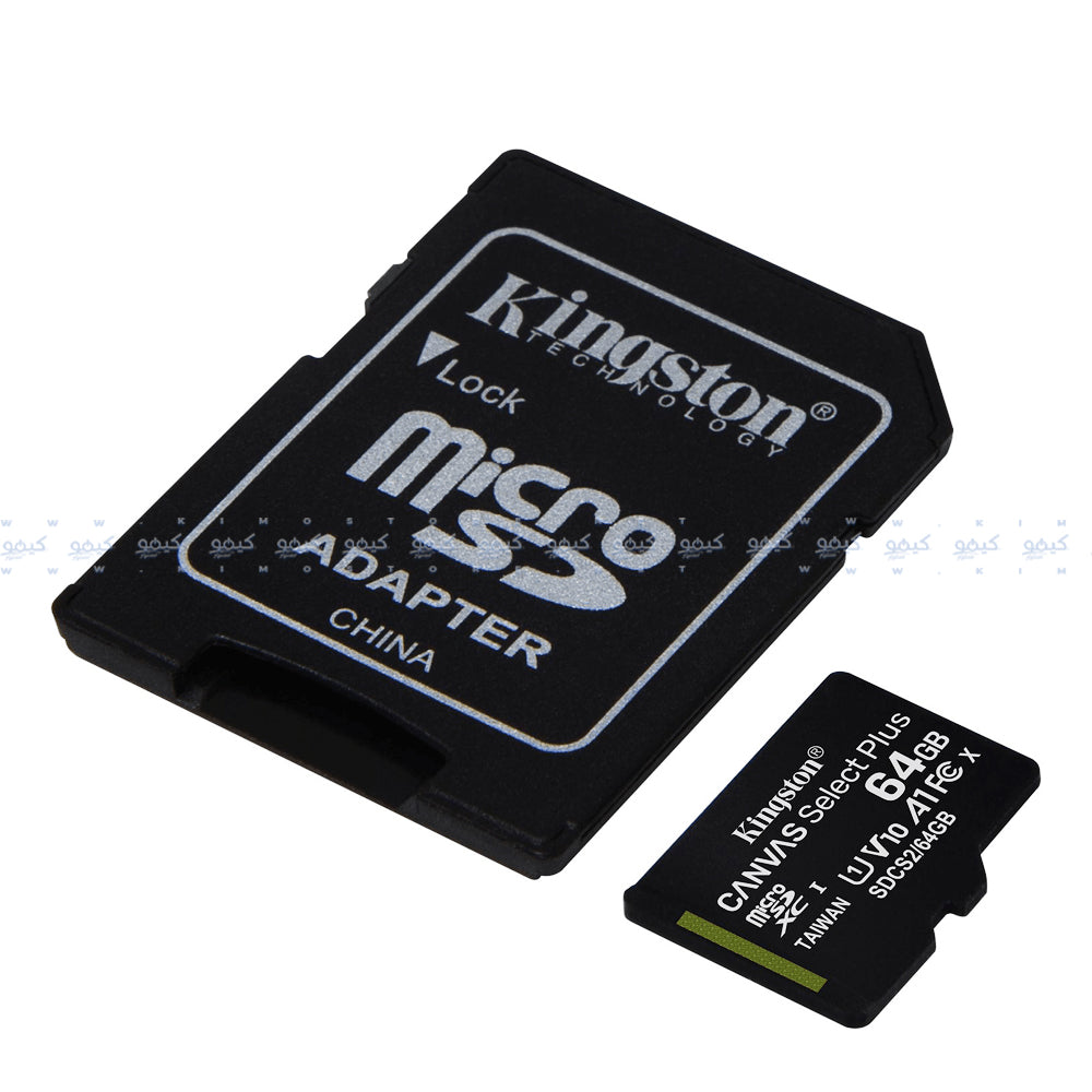 ميمورى كارد كينجستون 64 جيجابايت Canvas Select Plus Class 10 Micro SD