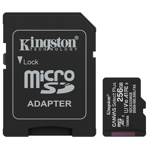 ميمورى كارد كينجستون 256 جيجابايت Canvas Select Plus SDCS3 Class 10 Micro SD 