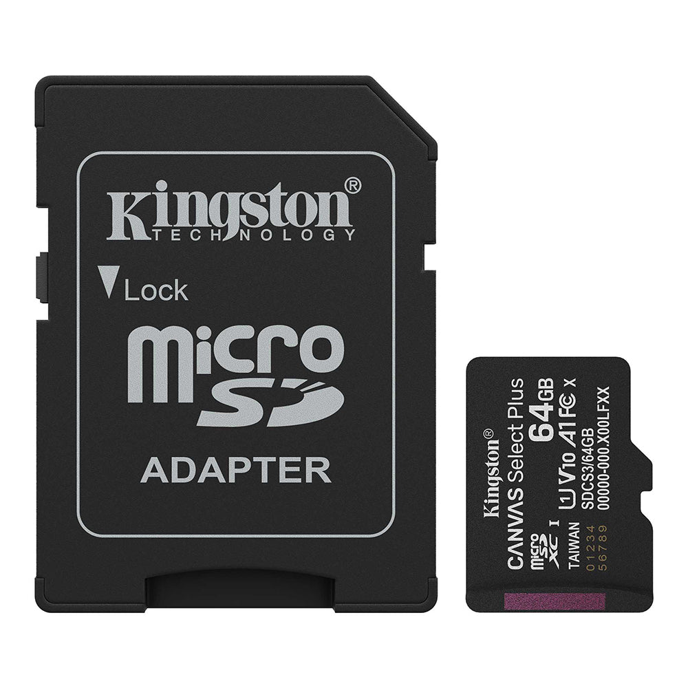 ميمورى كارد كينجستون 64 جيجابايت Canvas Select Plus SDCS3 Class 10 Micro SD 