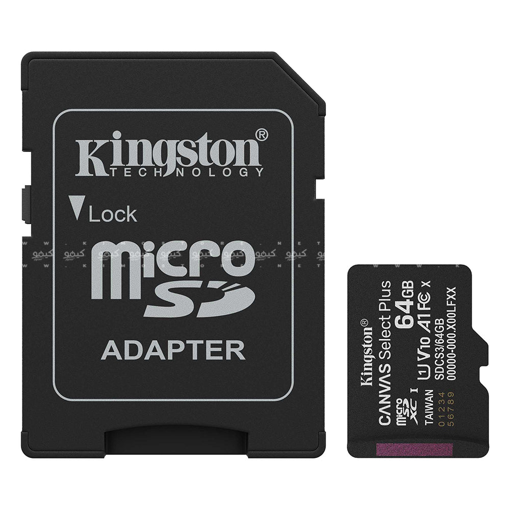 Kingston Canvas Select Plus SDCS3 64GB Class 10 Micro SD Memory Card