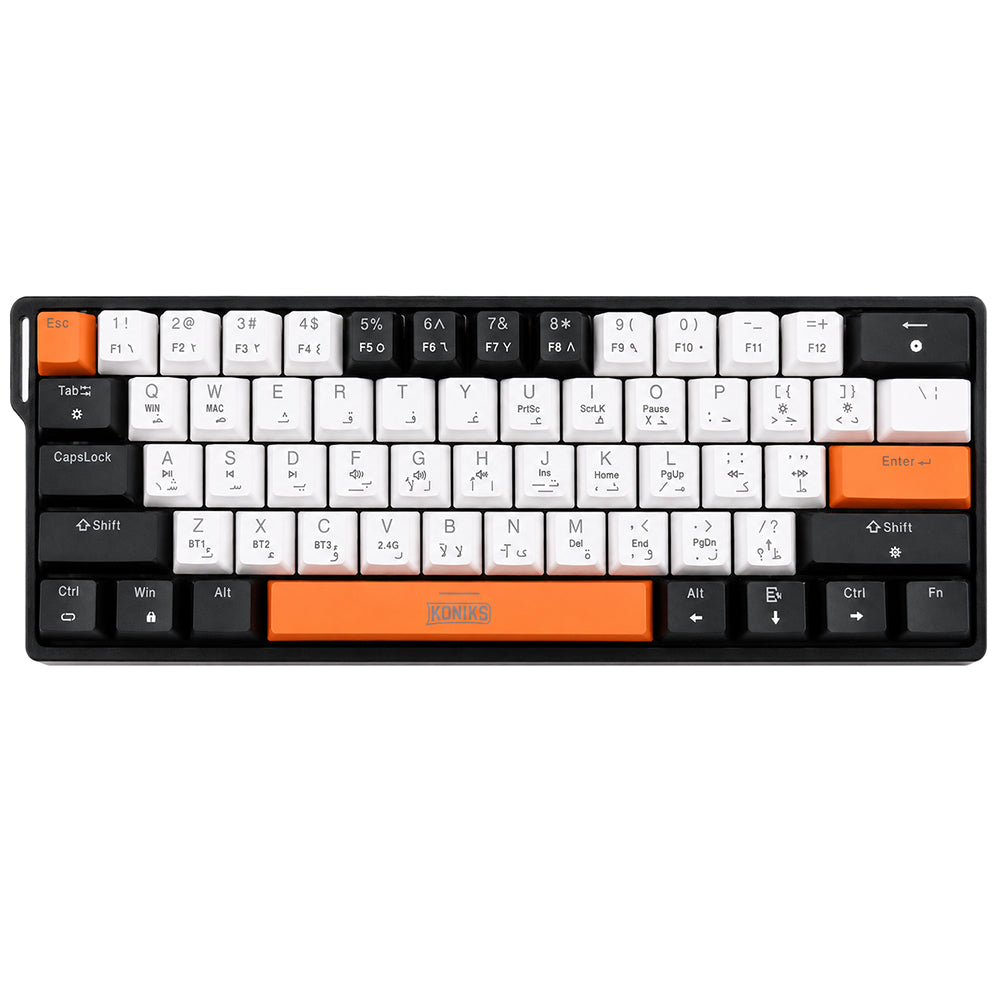 Koniks GMK-311A Blue Switch Triple Mode Bluetooth Wireless & Wired RGB Gaming Keyboard English & Arabic