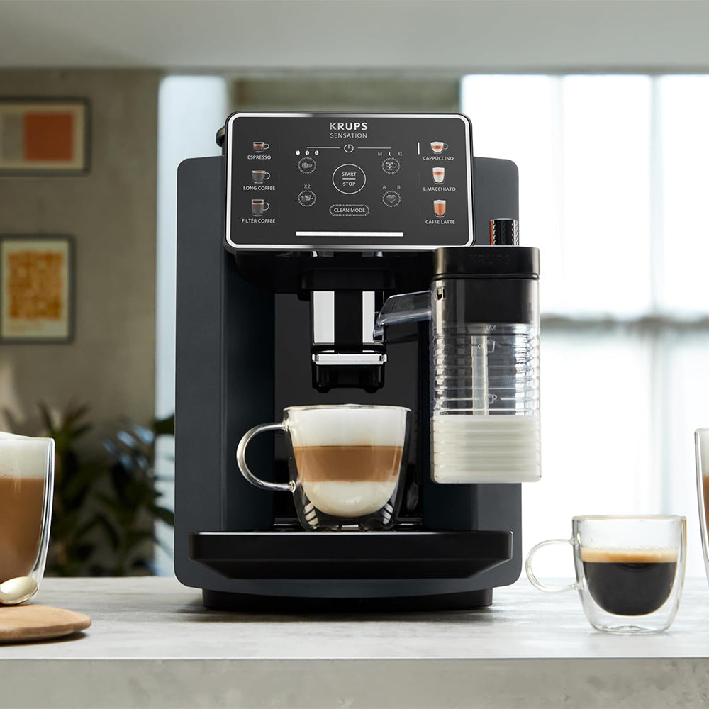 ماكينة قهوة الإسبريسو كروبس اوتوماتيك 1450 وات EA912B10 Sensation Milk - أسود