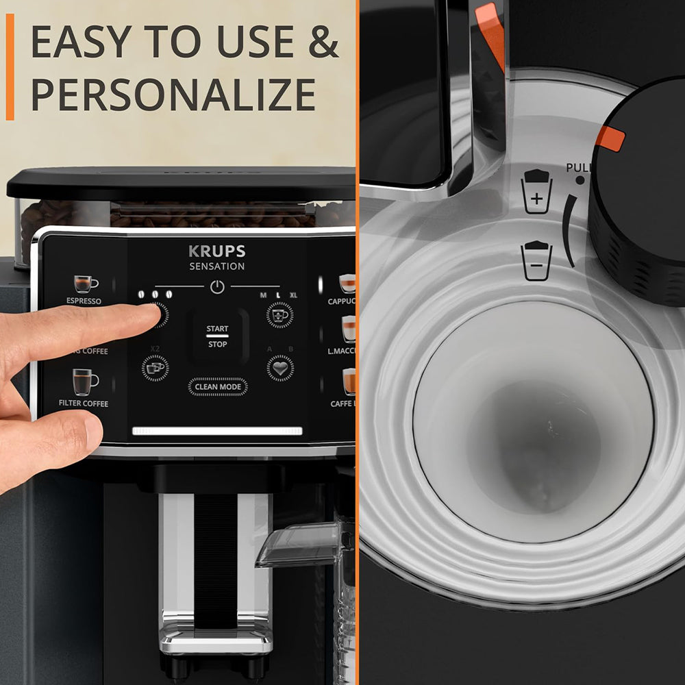 ماكينة قهوة الإسبريسو كروبس اوتوماتيك 1450 وات EA912B10 Sensation Milk - أسود