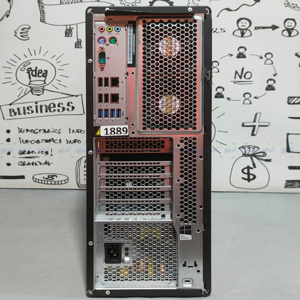 كمبيوتر ورك ستيشن لينوفو ThinkStation P710 (2x CPU انتل زيون E5-2637 V3 - رام 16 جيجابايت DDR4 - بدون هارد - بدون كارت شاشة) استعمال خارج