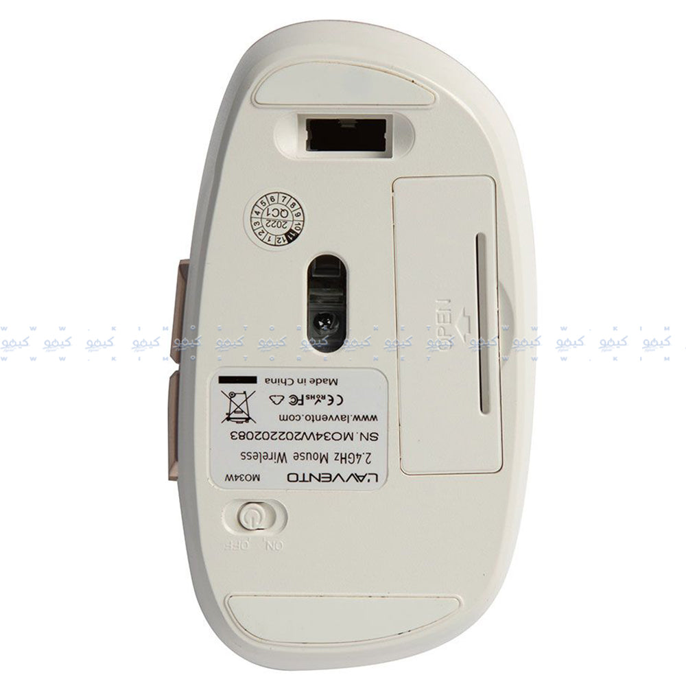 ماوس لافينتو  لاسلكي 1600 نقطة فى البوصة MO34W - ابيض