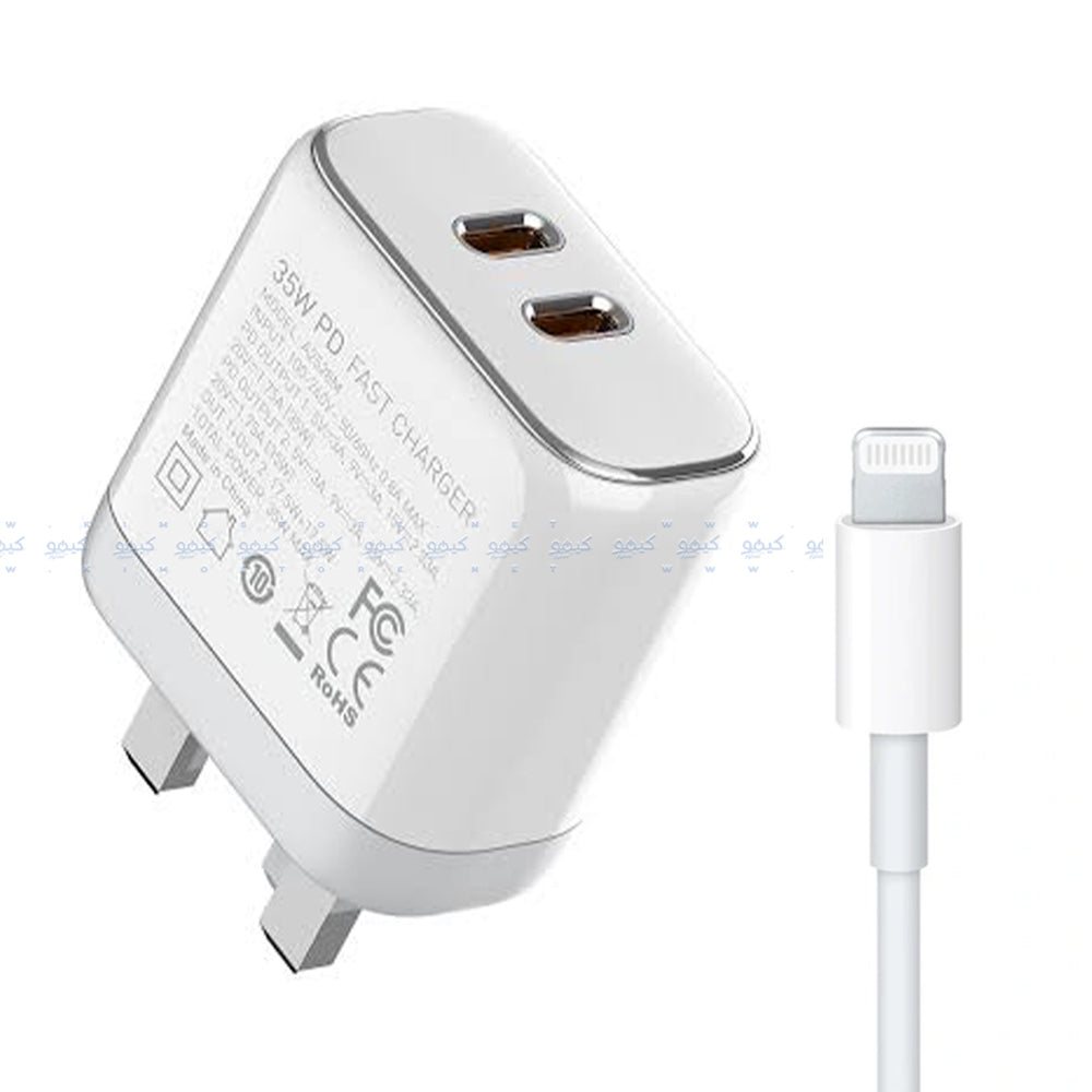 Ldnio A2528C Wall Charger 2x Type-C + Lightning Cable 35W Fast Charging