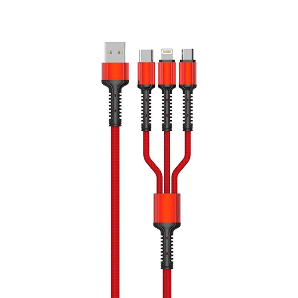 Ldnio LC93 USB To (Type-C + Micro + Lightning) 3in1 Cable 3.4A Fast Charging 1.2m