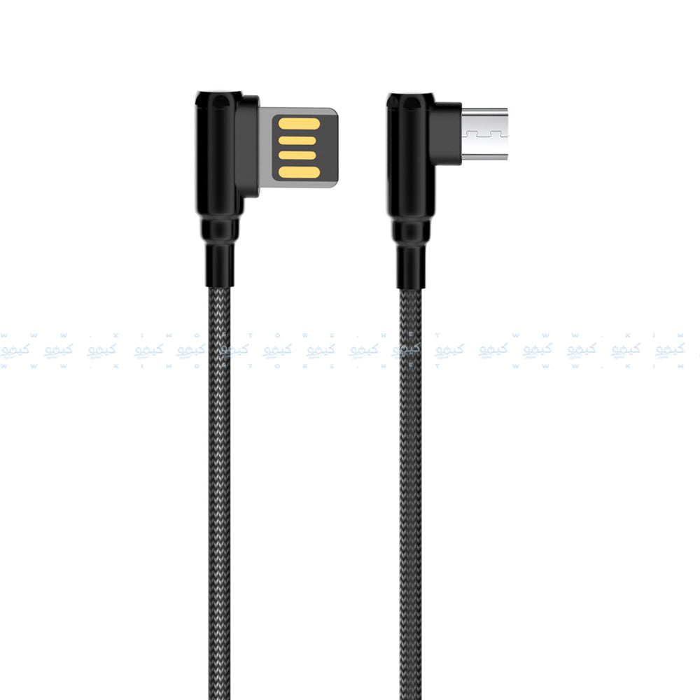 كابل شاحن موبايل لدنيو بزاوية 90 درجة يو اس بي إلى ميكرو بقوة 2.4 أمبير شحن سريع 2 متر LS422