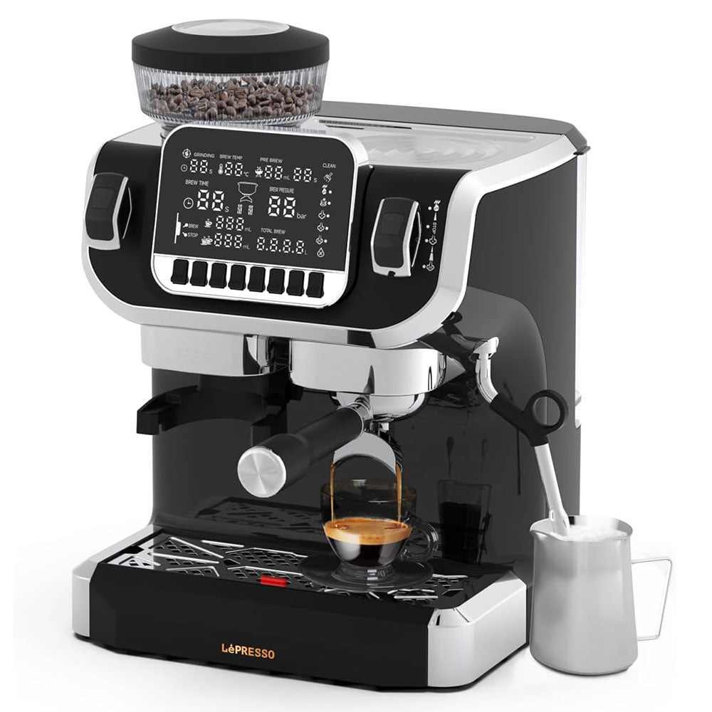 LePresso Espresso Coffee Maker With Bean Grinder LPECMLDBK 1450W 