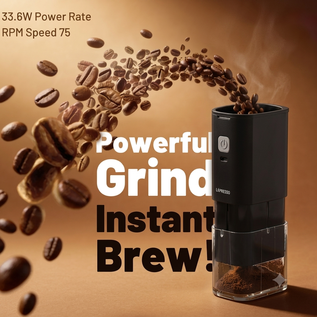 LePresso JetGrind Rechargeable Coffee Bean Grinder LPCFFJG0032BK 33.6W