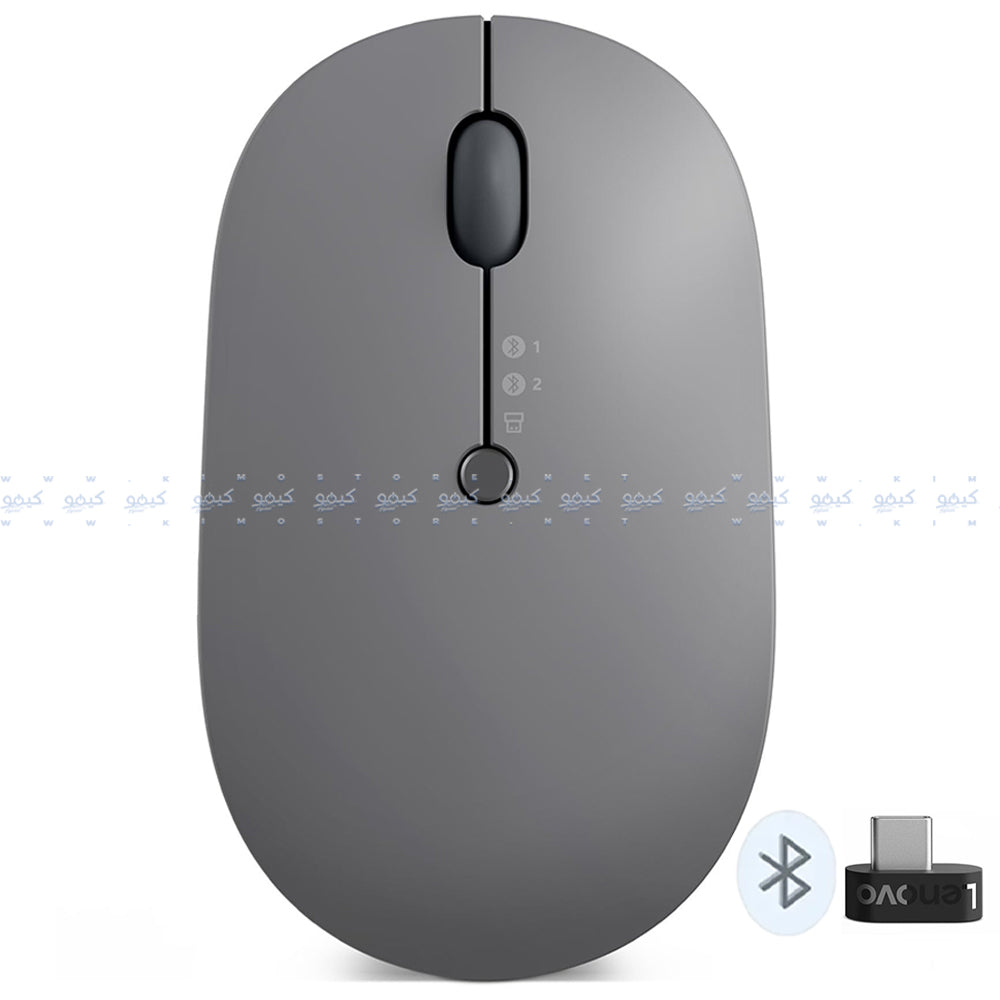 ماوس لينوفو لاسلكي بلوتوث قابل  للشحن  2400 نقطة فى البوصة Go Triple Mode - رمادي داكن 